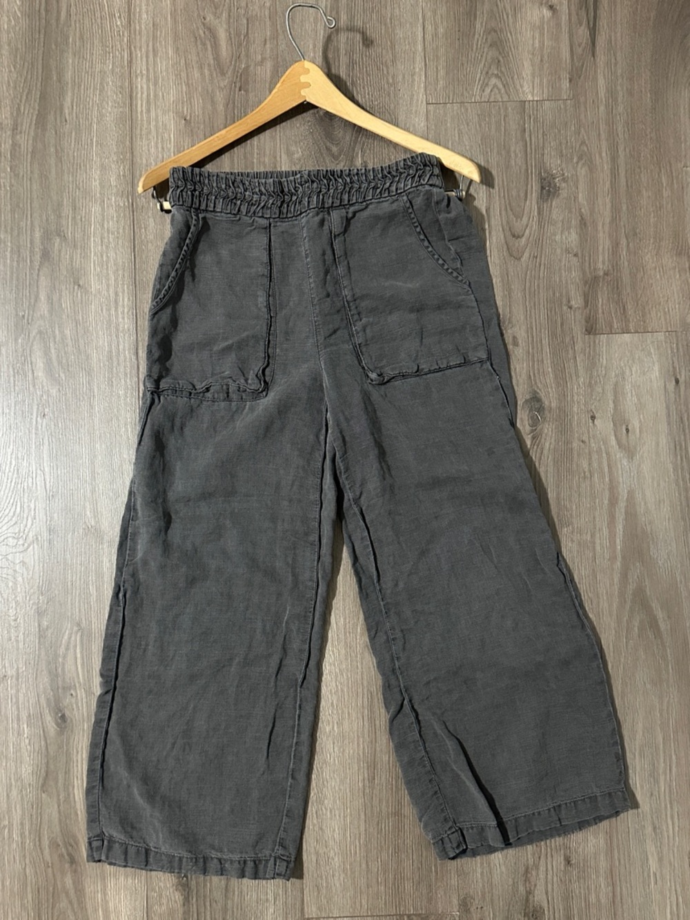 Joie Linen Pants Charcoal Wide-Leg